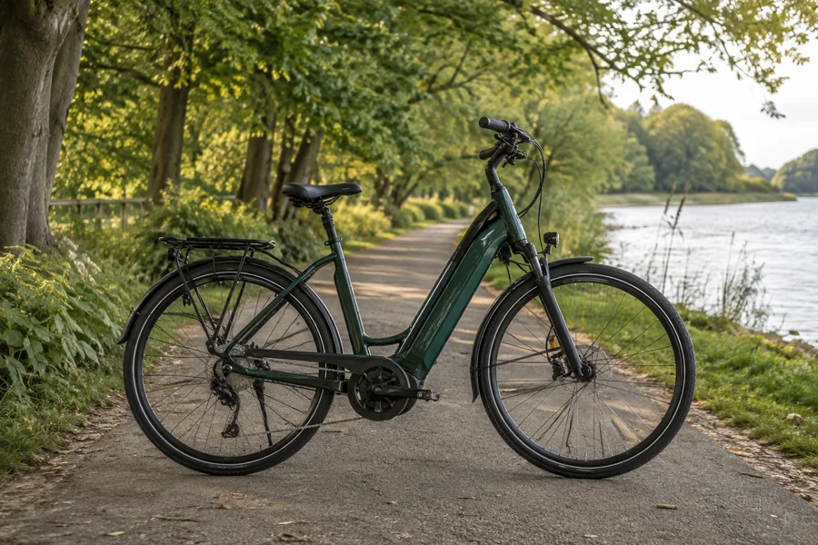Stemningsbillede af elcykel ved en s&oslash;