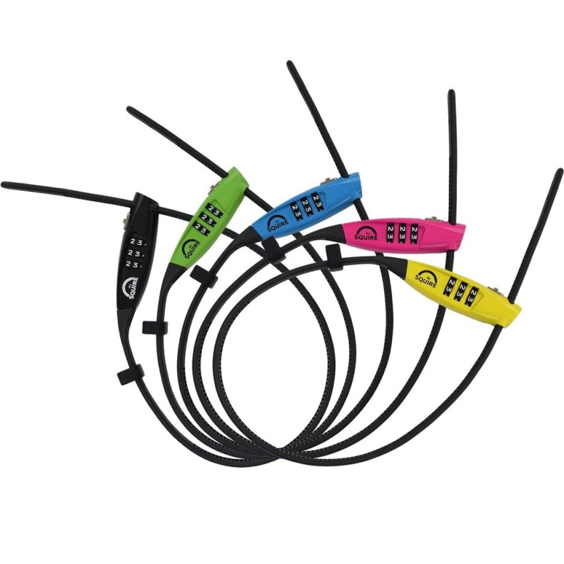 Squire Straplok Combi 10 kabell�s med kode disk display m/10stk. 5 farver