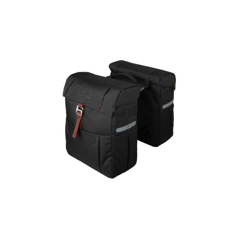 Cykeltaske, dobbelt med MIK-adapter sort/brun