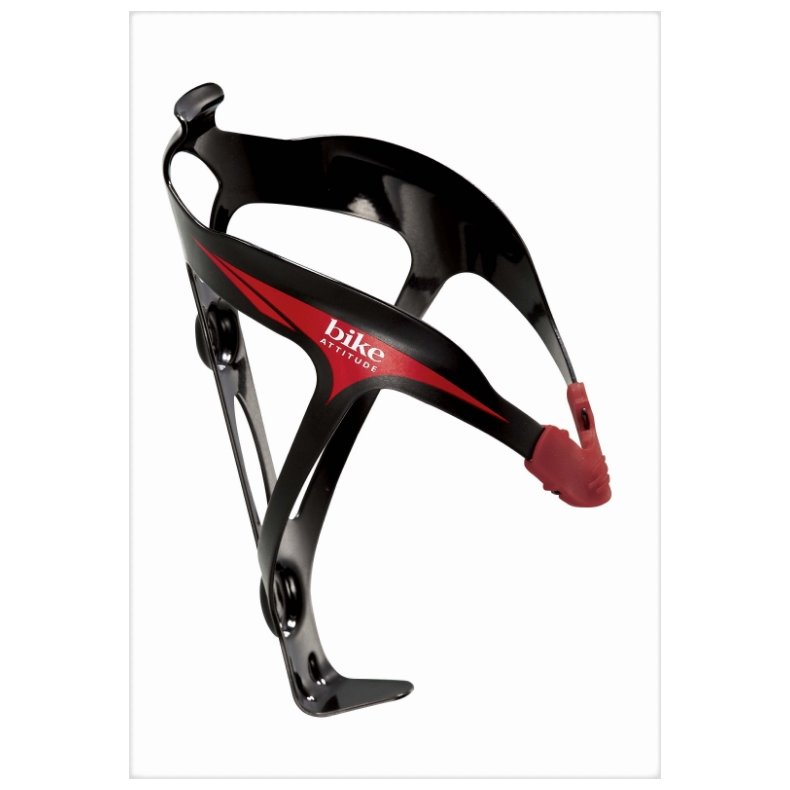 Flaskeholder Bike Attitude SuperLight 29 gram - Sort med R�d Gummipakning