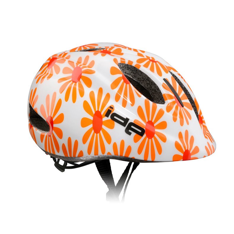 IDE b�rnecykelhjelm hvid m/blomster