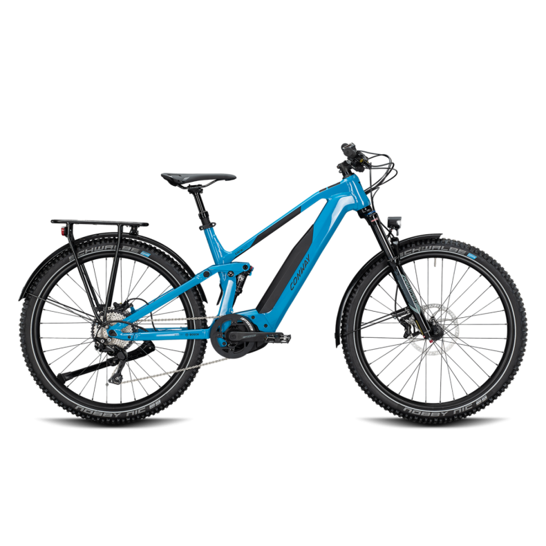 Conway Xyron C 227 Fully Mtb E bike med sk�rme og bagageb�rer Bosch 500 Wh Bl�