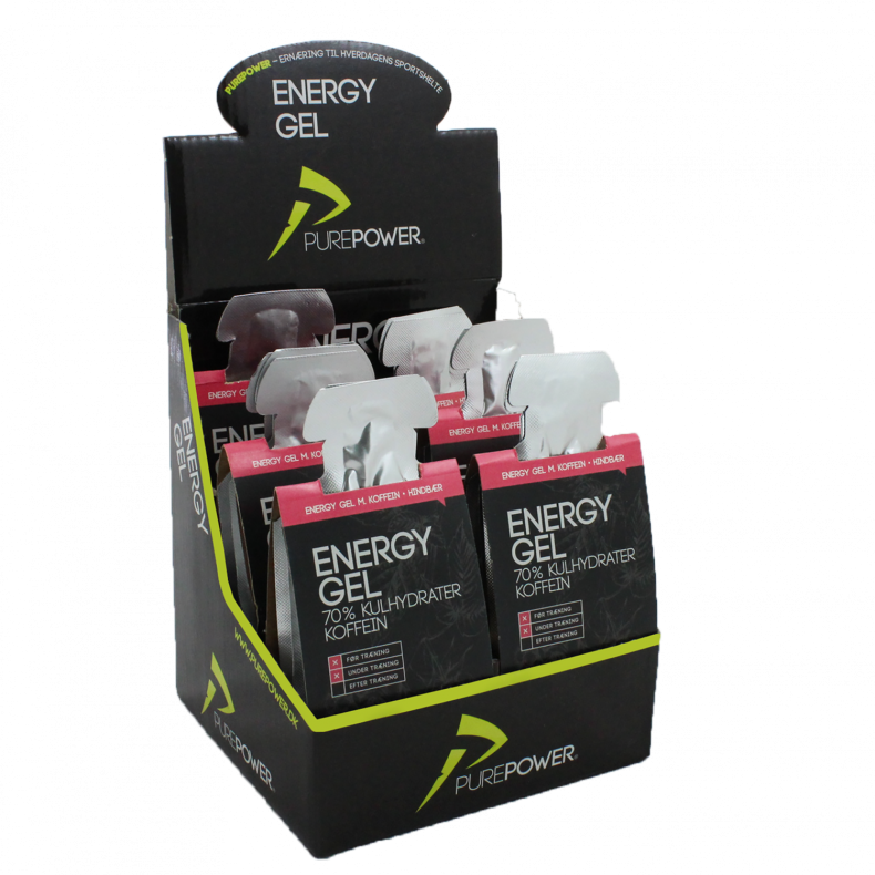 Energy Gel Hindb�r m/ koffein s�lge i pakker med 3 stk 
